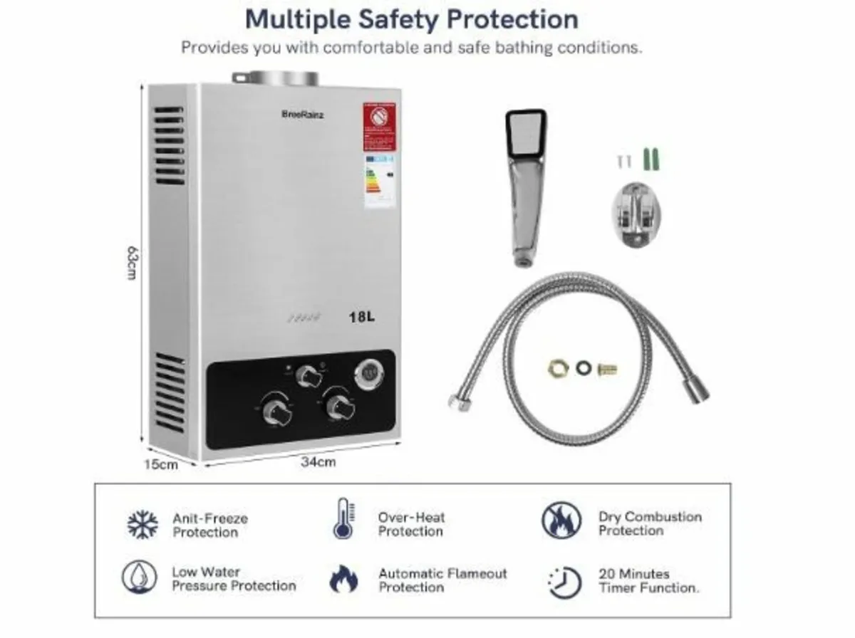 18LPM Gas Instantaneous Water Heater, 36KW - Image 3