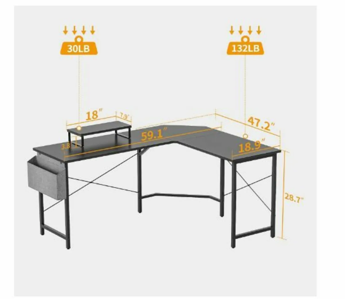Gaming Corner Desk 150 x 120 cm - Image 3
