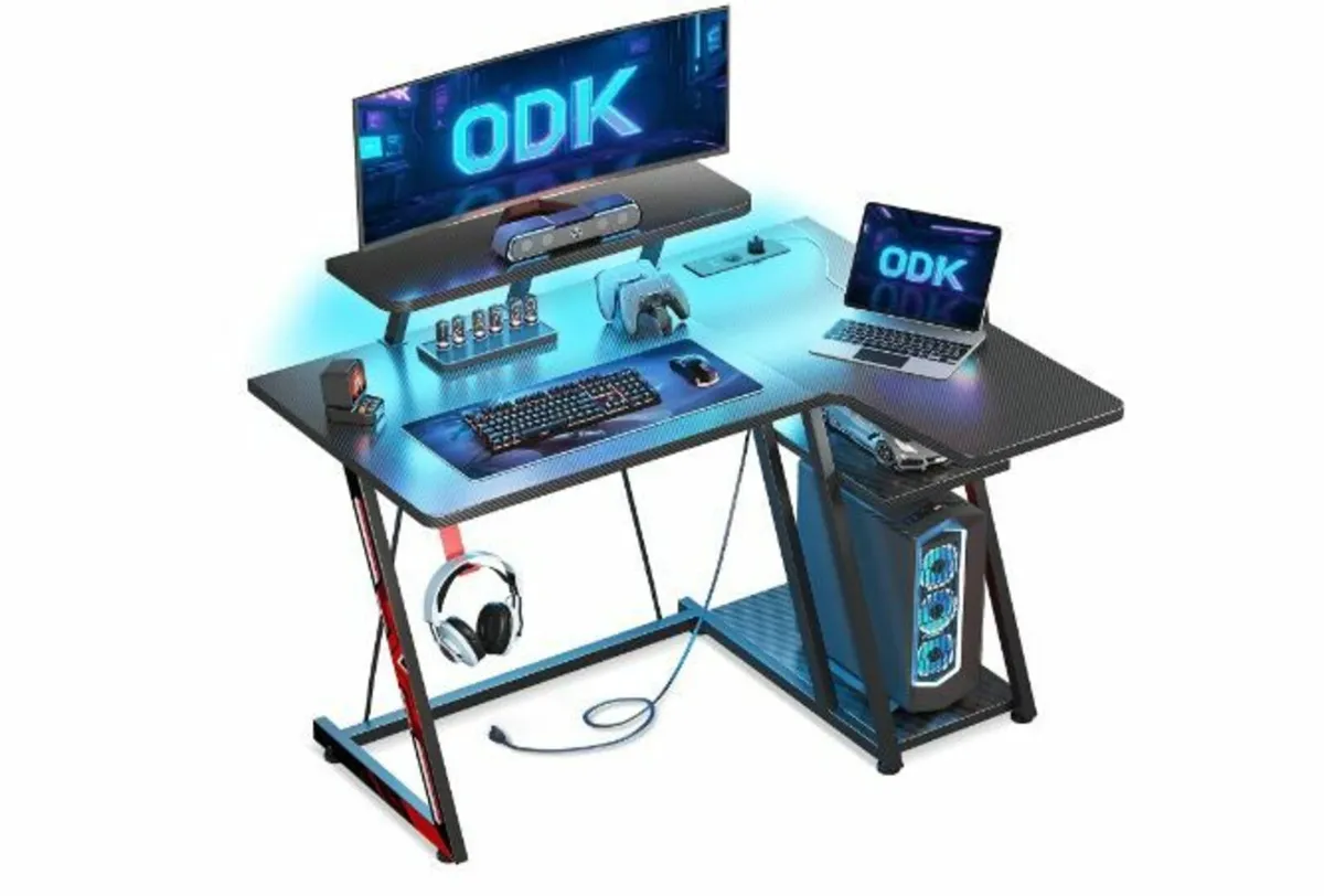 Gaming Table with LED Lighting and Sockets - Image 1