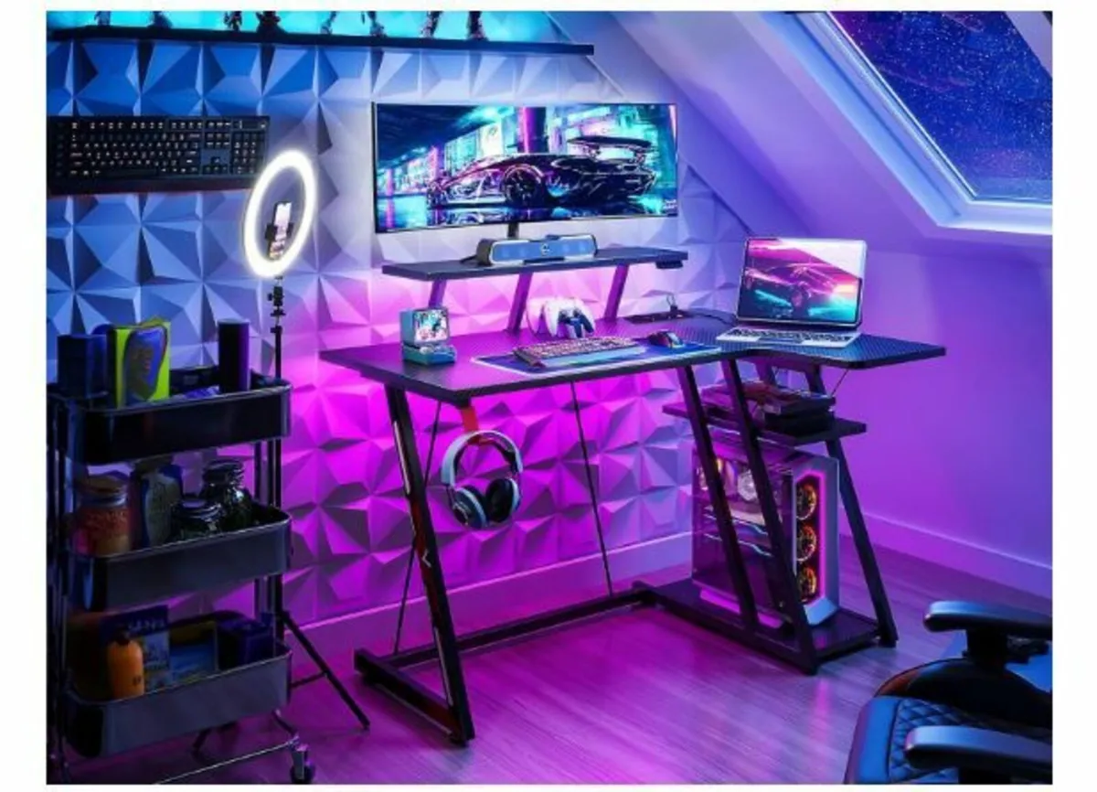 Gaming Table with LED Lighting and Sockets - Image 2