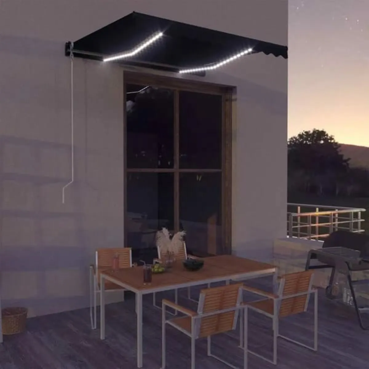 Manual Retractable Awning with LED 300x250 cm Anth - Image 2