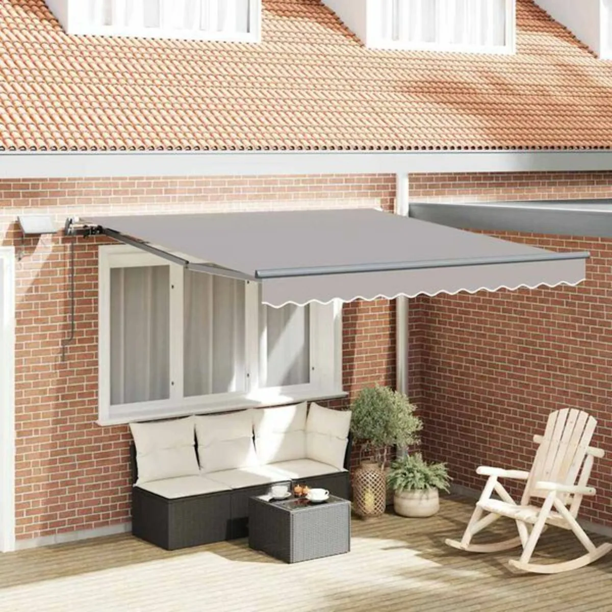 Retractable Awning Manual Light grey 300 x 250 cm - Image 1