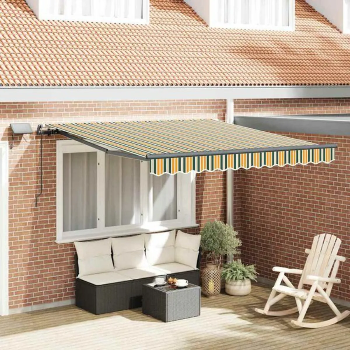 Retractable Awning Manual Green and yellow 300 x 2 - Image 2