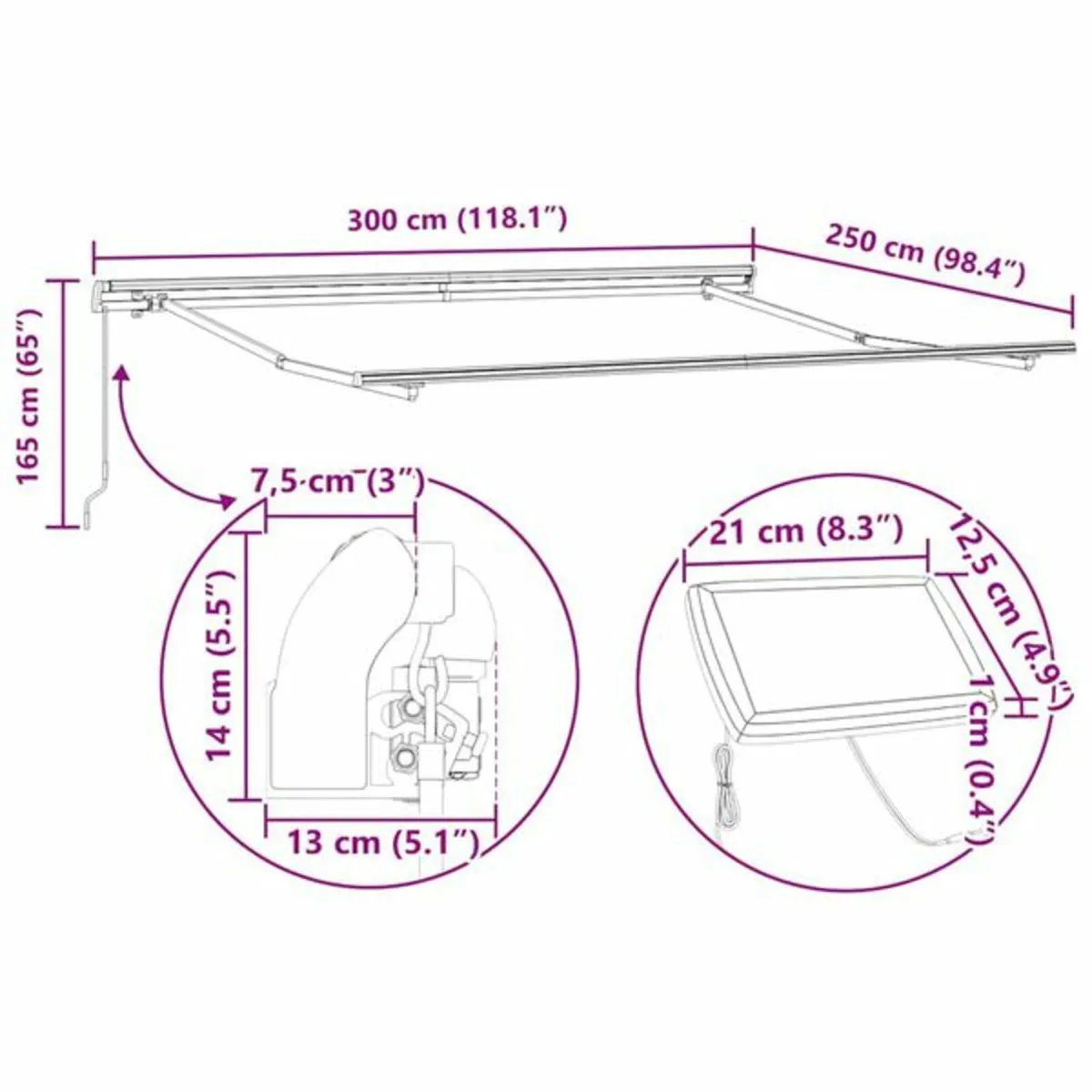 Retractable Awning Manual Green and yellow 300 x 2 - Image 3