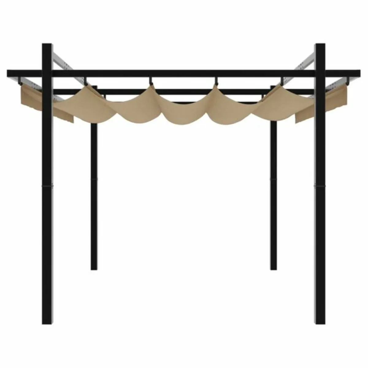 Garden Gazebo with Retractable Roof Taupe 3x3 m Al - Image 4