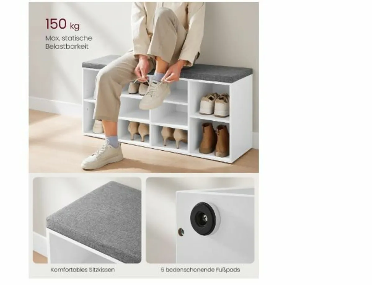 Shoe Bench, Shoe Rack with Seat - Image 2