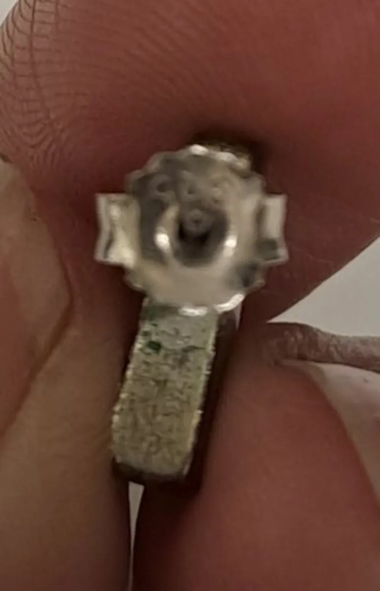 Vintage Silver earrings rectangular with crystals - Image 3