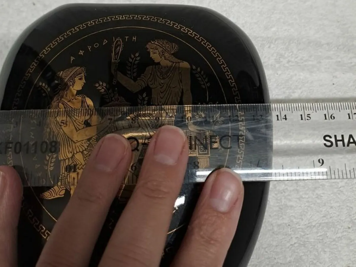 Flat oval vase cobalt blue and 24k gold - Image 3