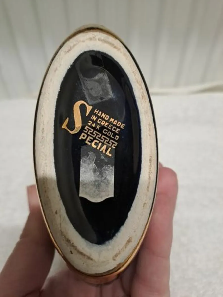 Flat oval vase cobalt blue and 24k gold - Image 4