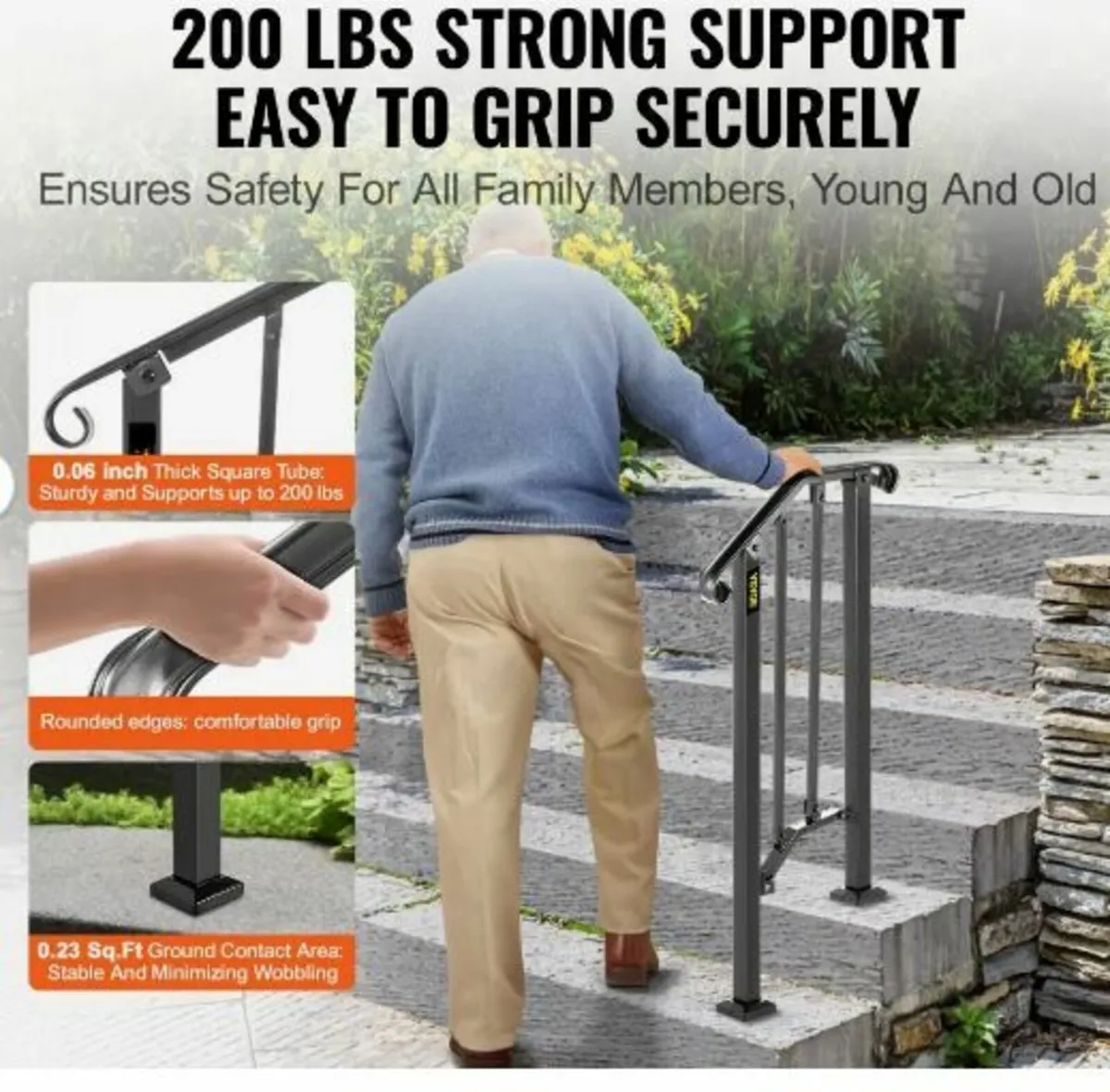 Handrail Picket #1 Fits 1 Step Matte Black - Image 2