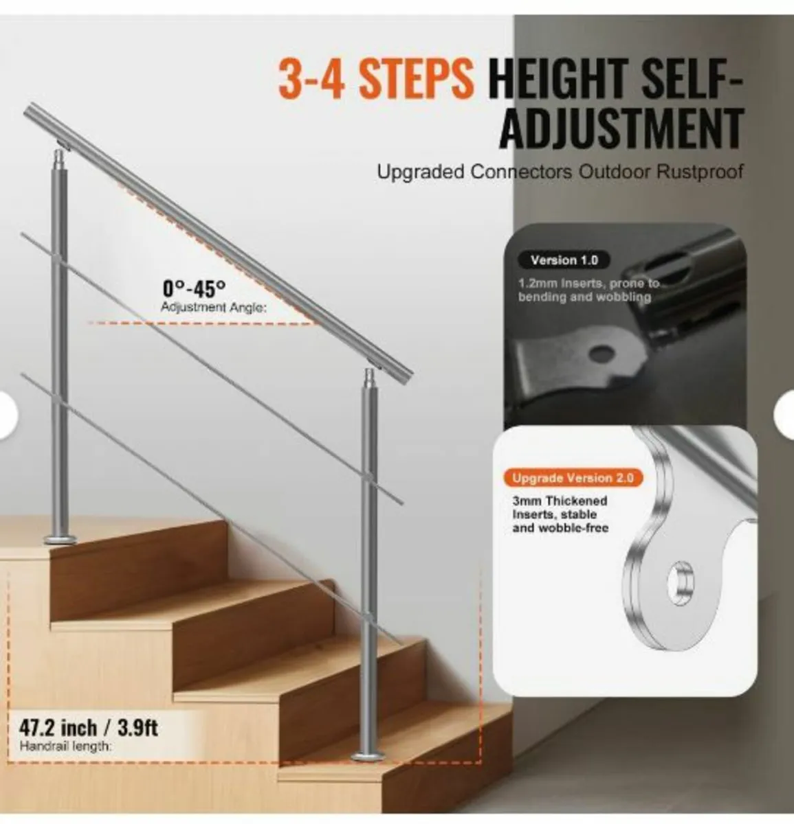 119.9 cm Handrails for Outdoor Steps - Image 3