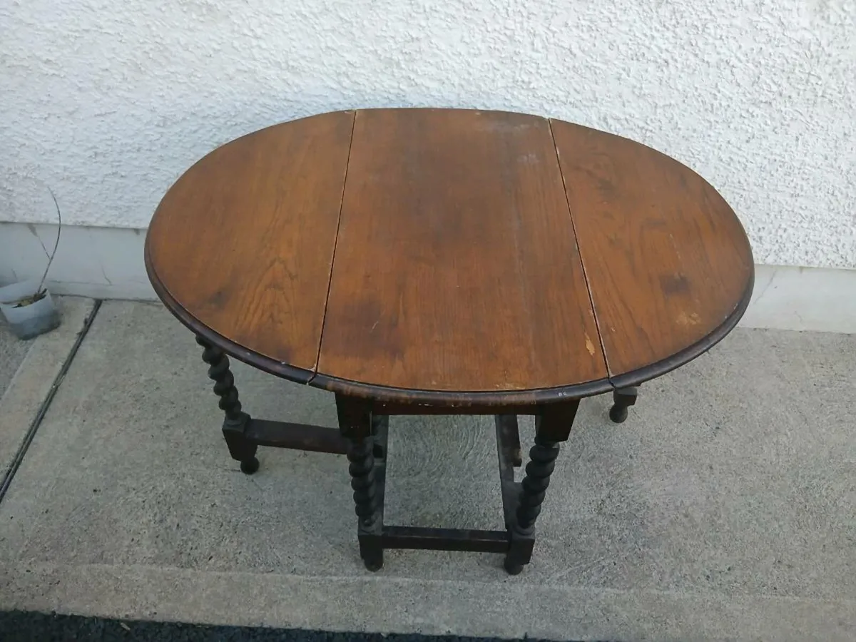 Early 20th Century Oak Drop Leaf Table - Image 2