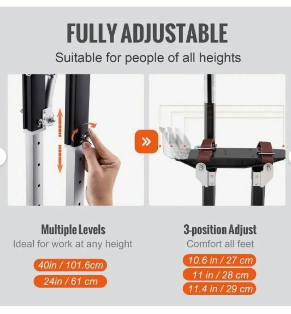 Drywall Stilts Aluminum Tool Stilts 61 cm-102 cm - Image 4