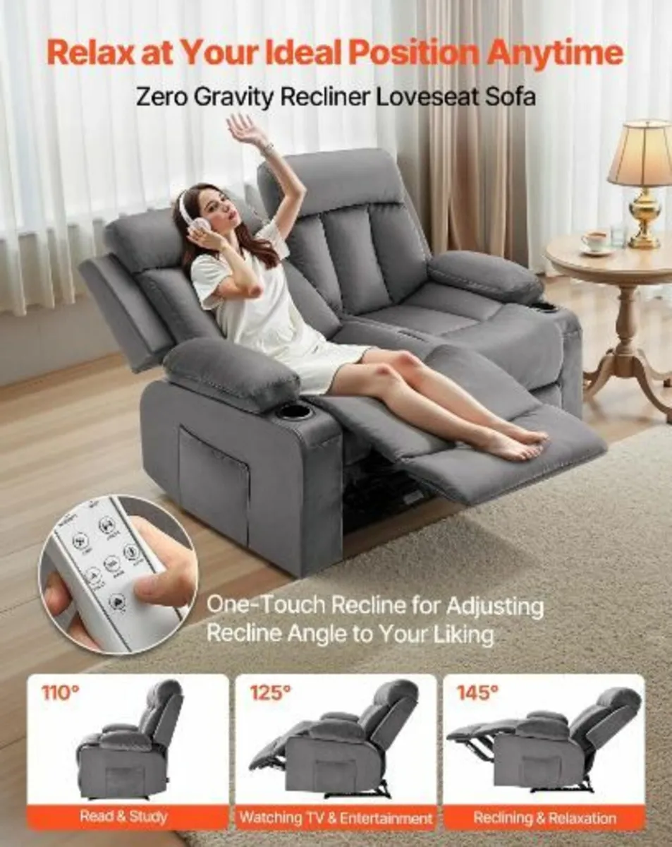 Loveseat Recliner Sofa, Power Reclining - Image 2