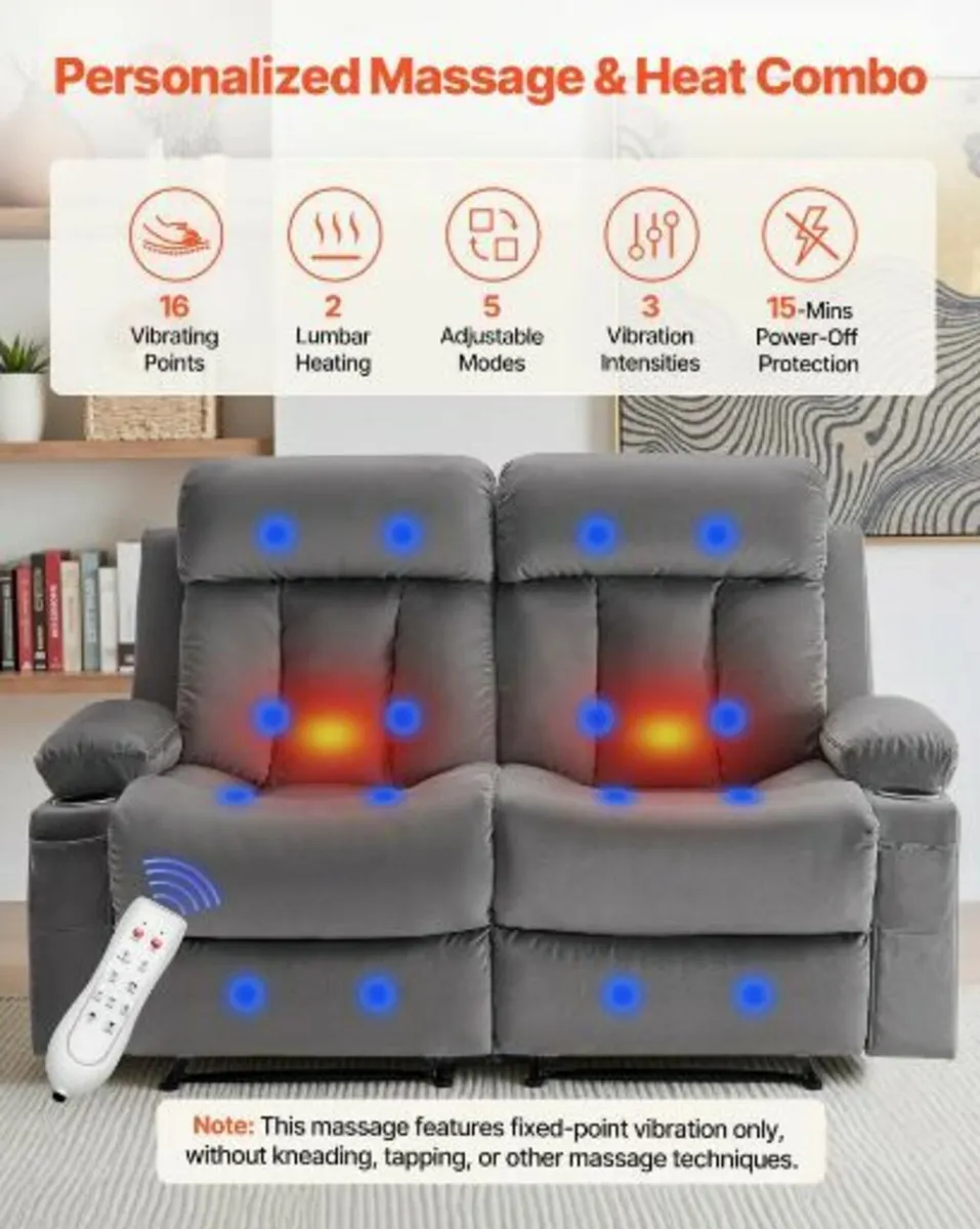 Loveseat Recliner Sofa, Power Reclining - Image 4