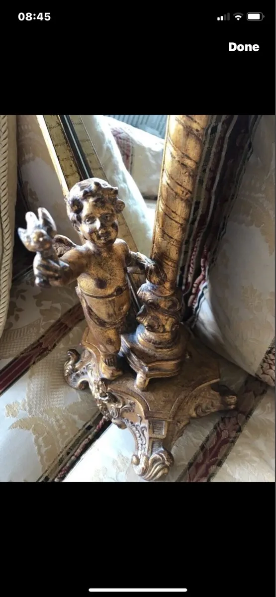 Antique Harp Shaped Tabletop Mirror - Image 4