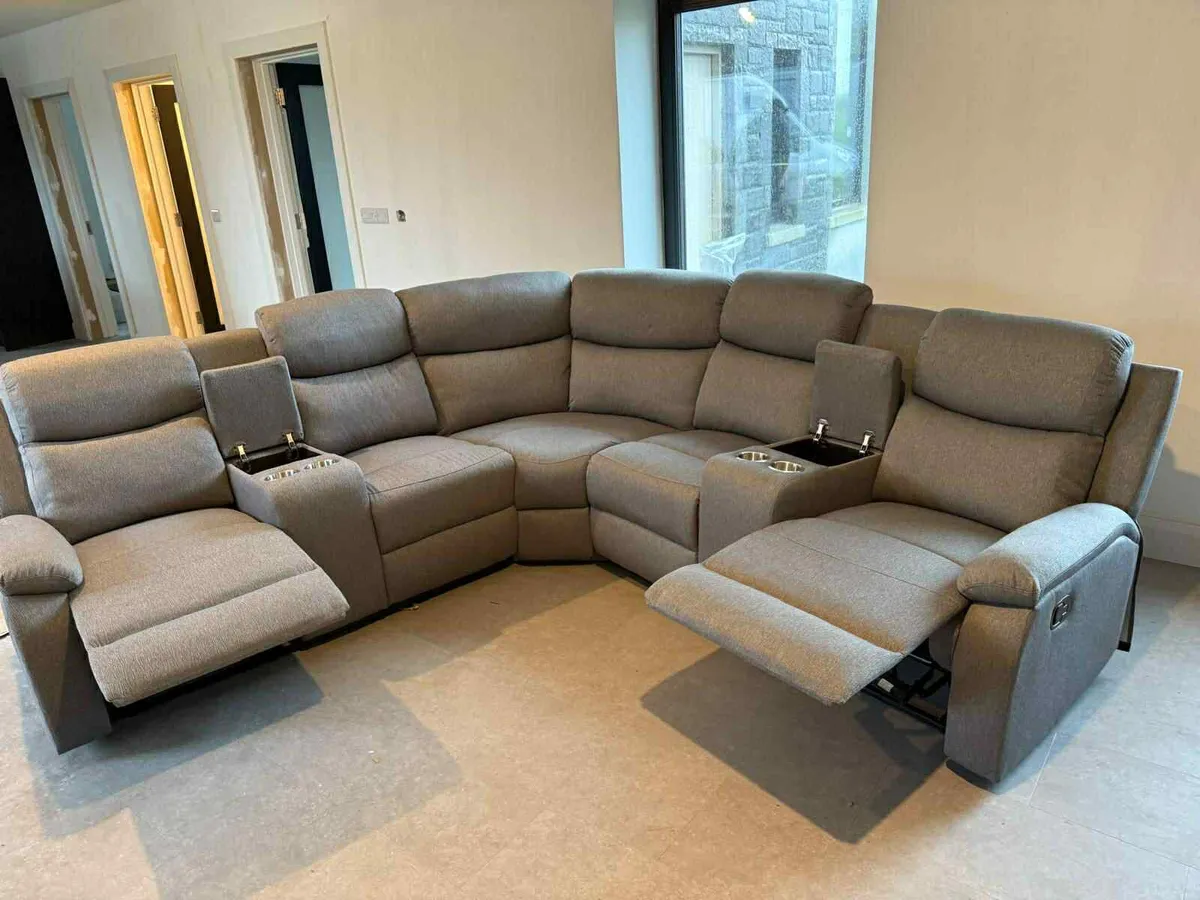 New Stanley Grey Fabric Corner Recliner Sofa - Image 1