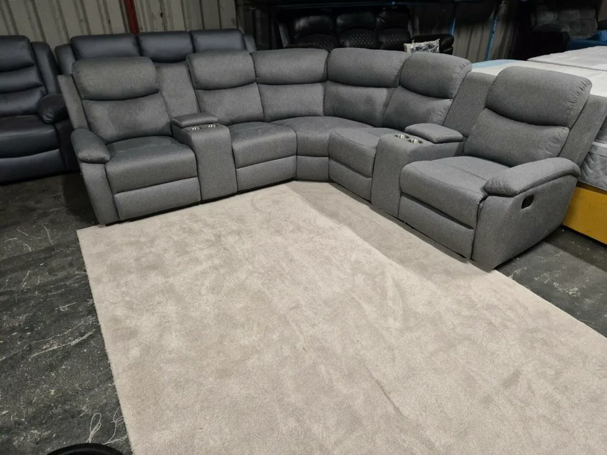 New Stanley Grey Fabric Corner Recliner Sofa - Image 1