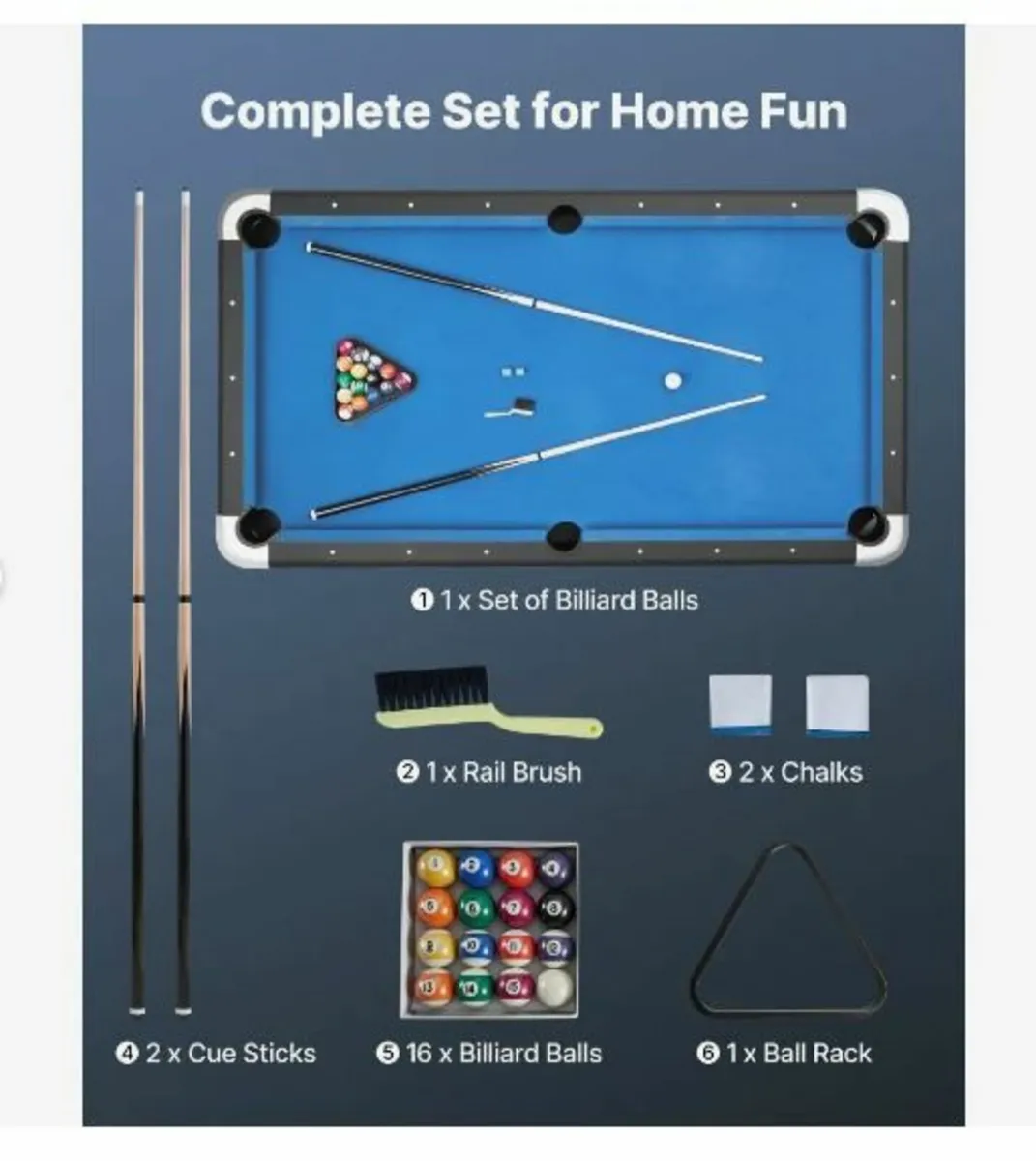 Pool Table, 213cm Portable Billiards Tables - Image 2