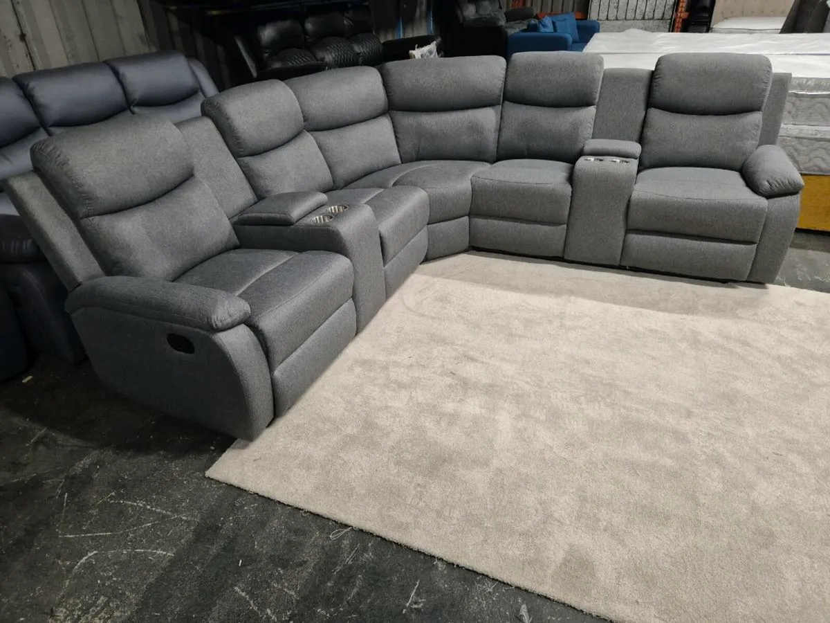 New Stanley Grey Fabric Corner Recliner Sofa - Image 1