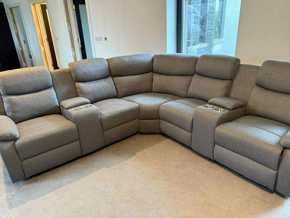 New Stanley Grey Fabric Corner Recliner Sofa - Image 1