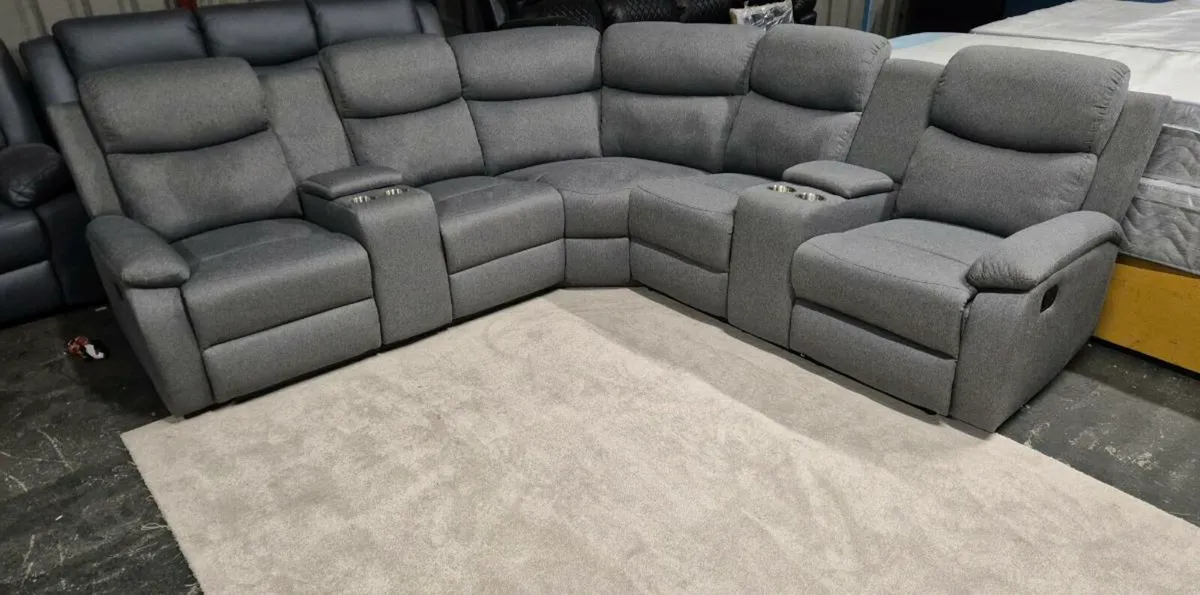 New Stanley Grey Fabric Corner Recliner Sofa - Image 2