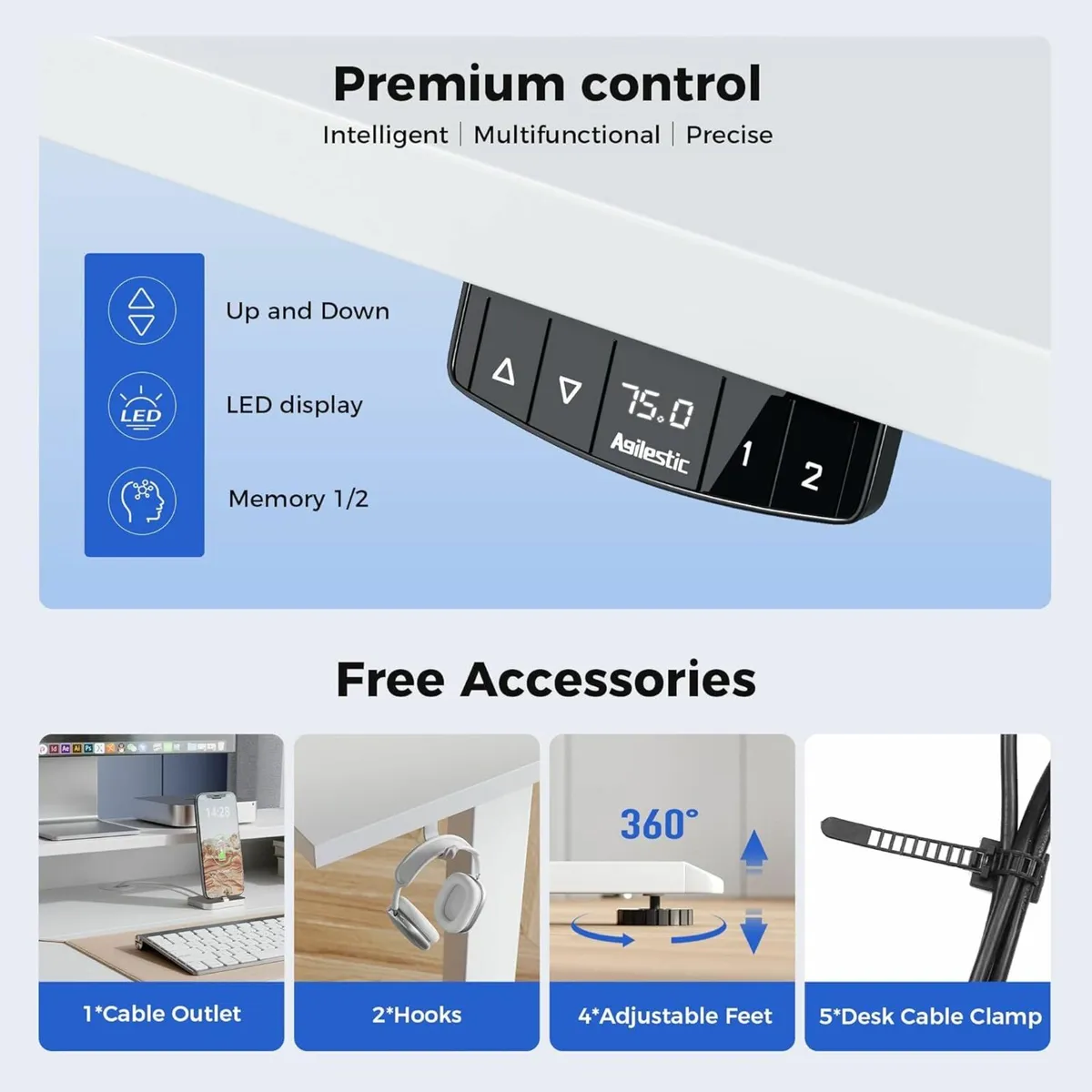Electric Adjustable Height Desk Office 120x60cm - Image 3