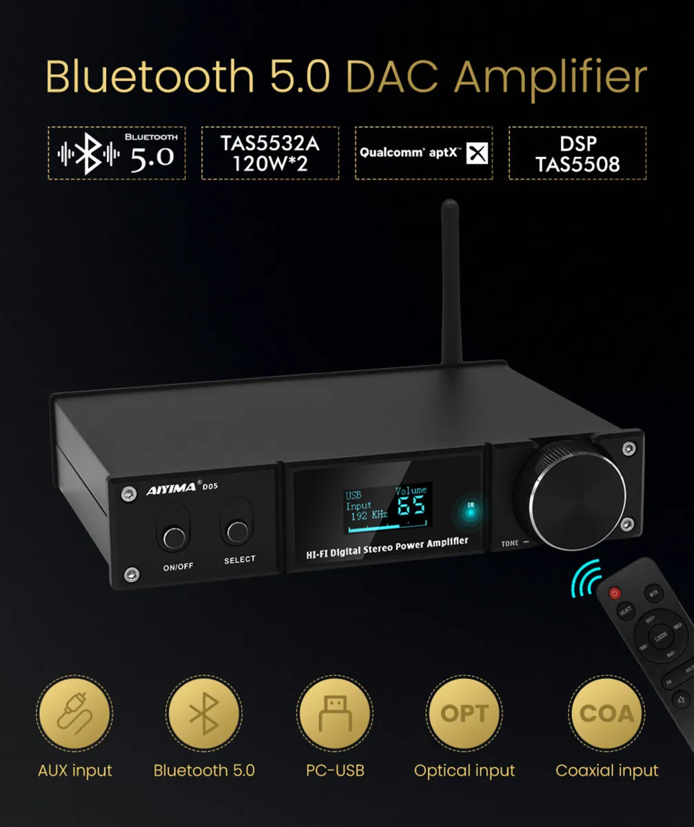 Aiyima®️D05 DAC Amp.120Wx2🎶🎵⚡🔊 - Image 1