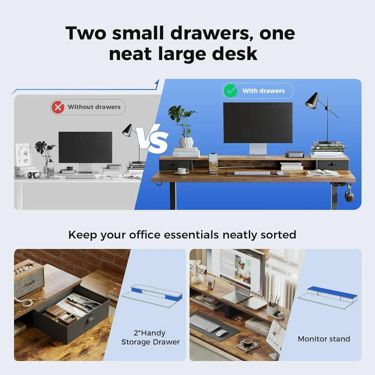 Electric Adjustable Height Desk Office 120x60cm - Image 3