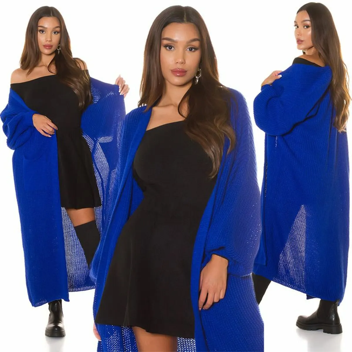 chunky knit Cardigan ROYALBLAU oversized premium q - Image 1