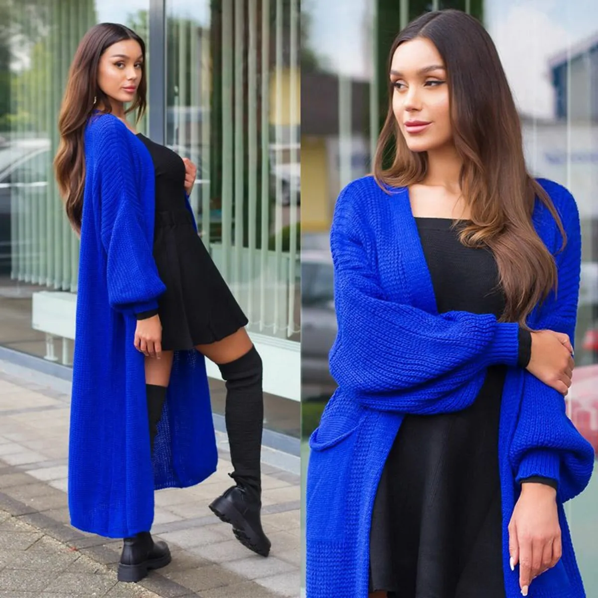 chunky knit Cardigan ROYALBLAU oversized premium q - Image 2