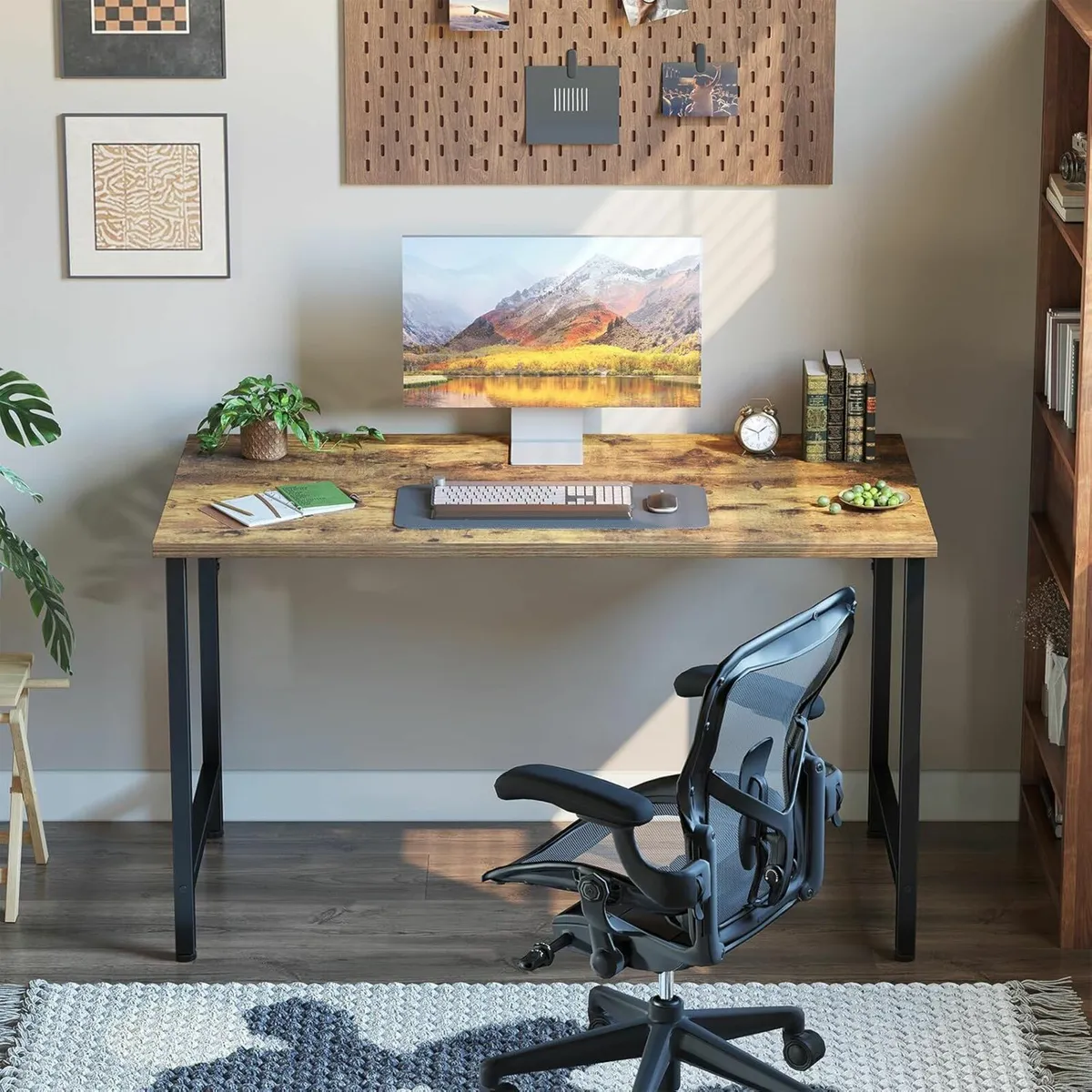 100 cm Computer Home Office Desk Study Brown - Image 1