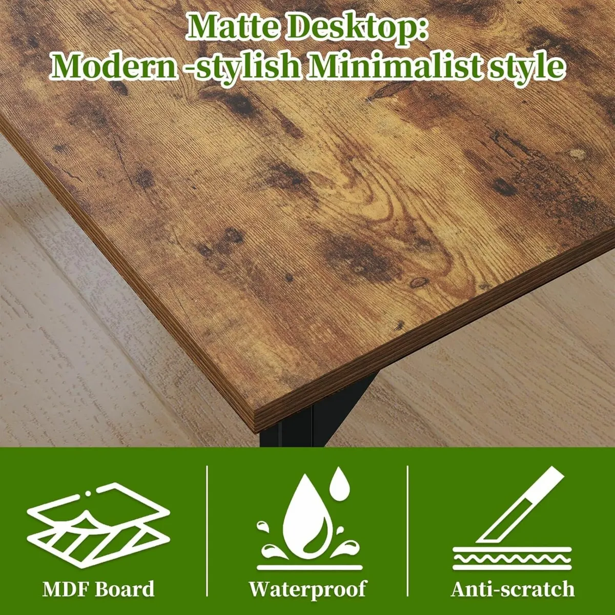 100 cm Computer Home Office Desk Study Brown - Image 4