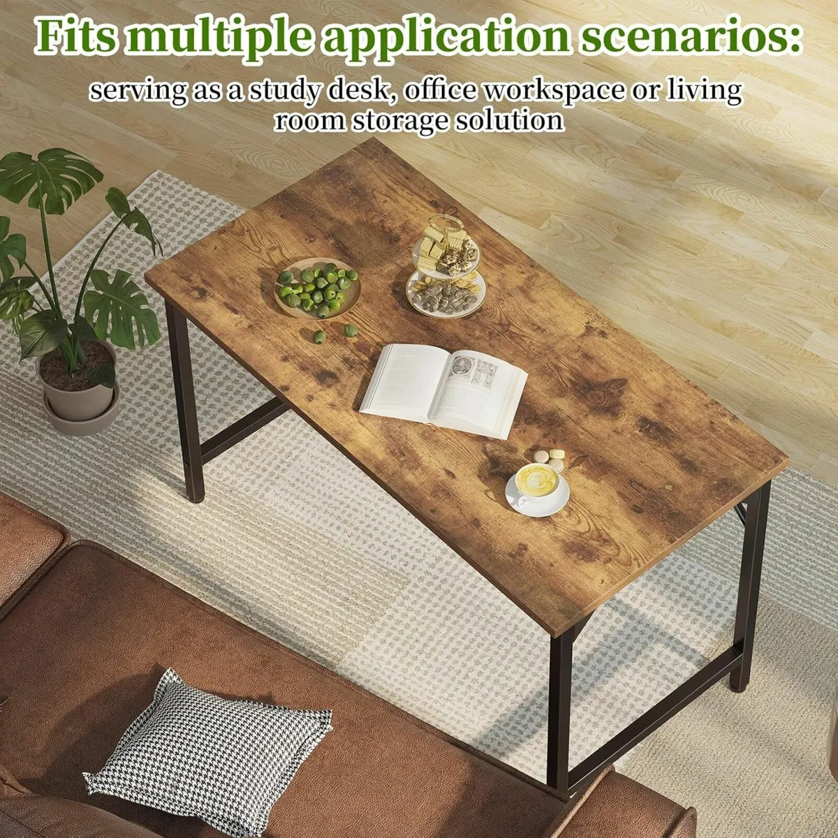 100 cm Computer Home Office Desk Study Brown - Image 3