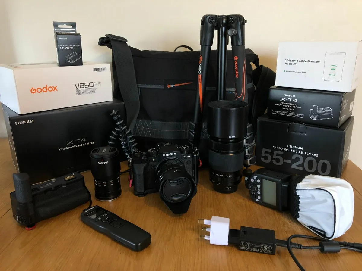 Fujifilm XT4 Camera, lenses, bag, flash, Batteries - Image 1