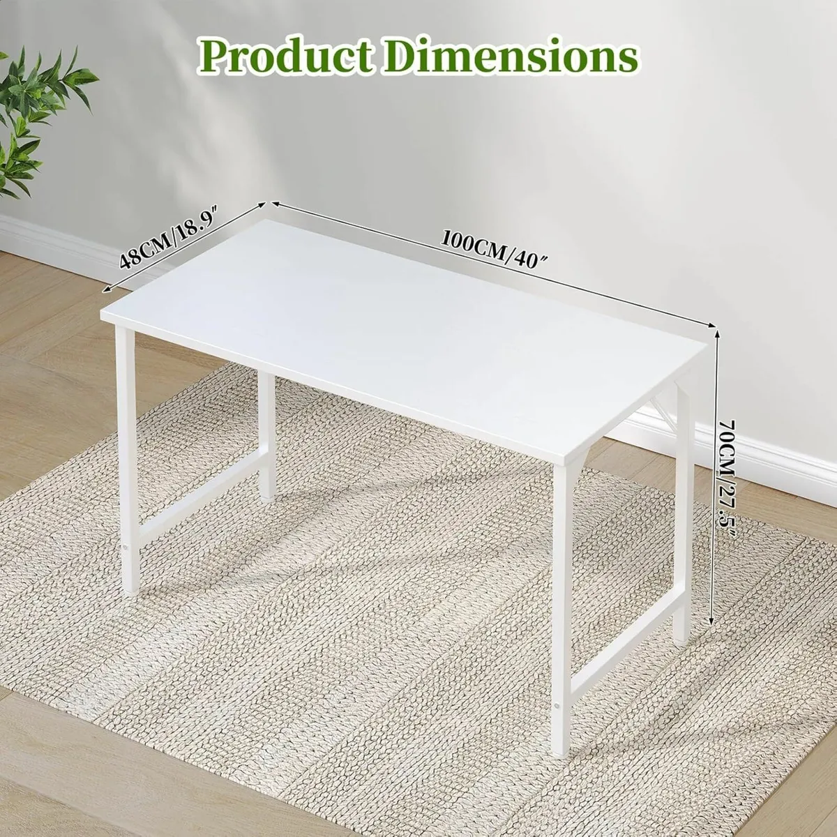 100 cm Computer Home Office Desk Study White - Image 4