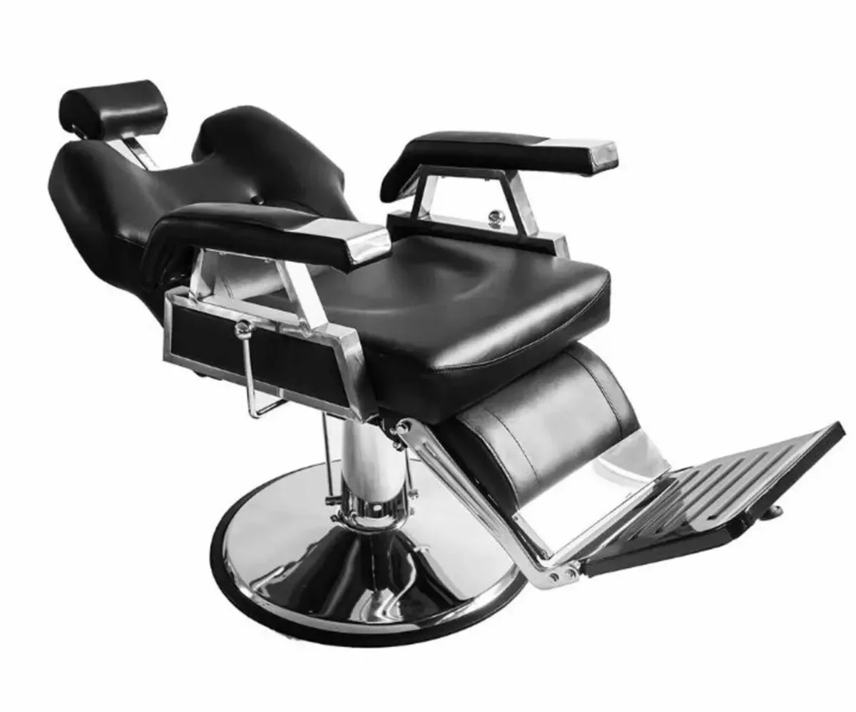 Barber Chair Reclining Adjustable Black Salon Seat - Image 1