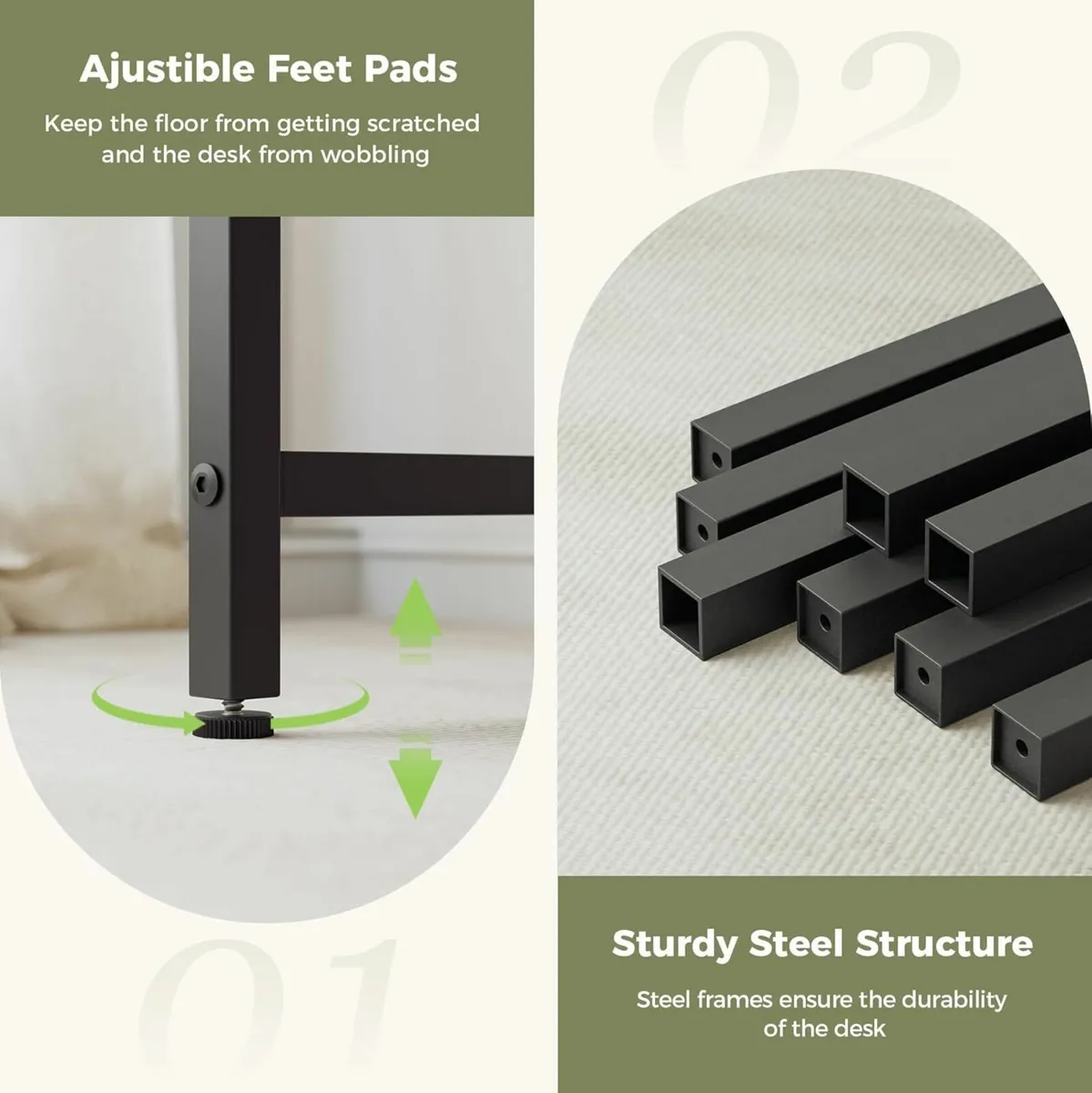L Shaped Desk Office Power Outlets 100 cm Brown - Image 2