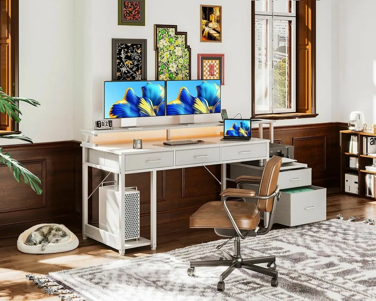 Computer Drawers Office Desk Reversible 162x48cm - Image 4