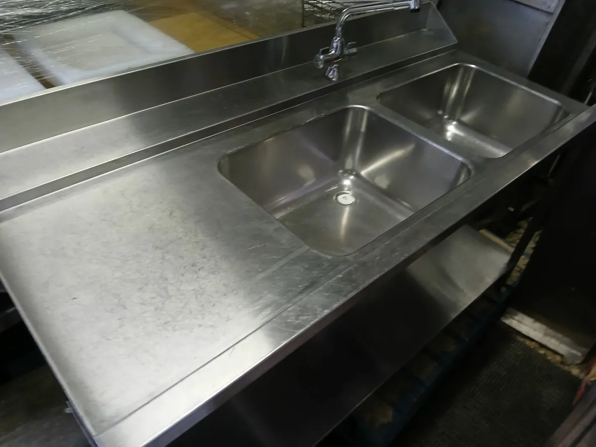 Staneless steel cabbinet double sink unit complete - Image 1