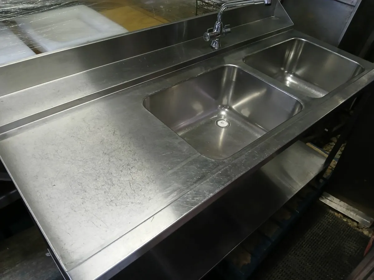 Staneless steel cabbinet double sink unit complete - Image 2
