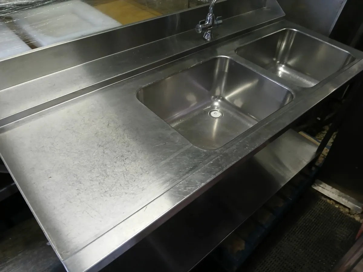 Staneless steel cabbinet double sink unit complete - Image 3