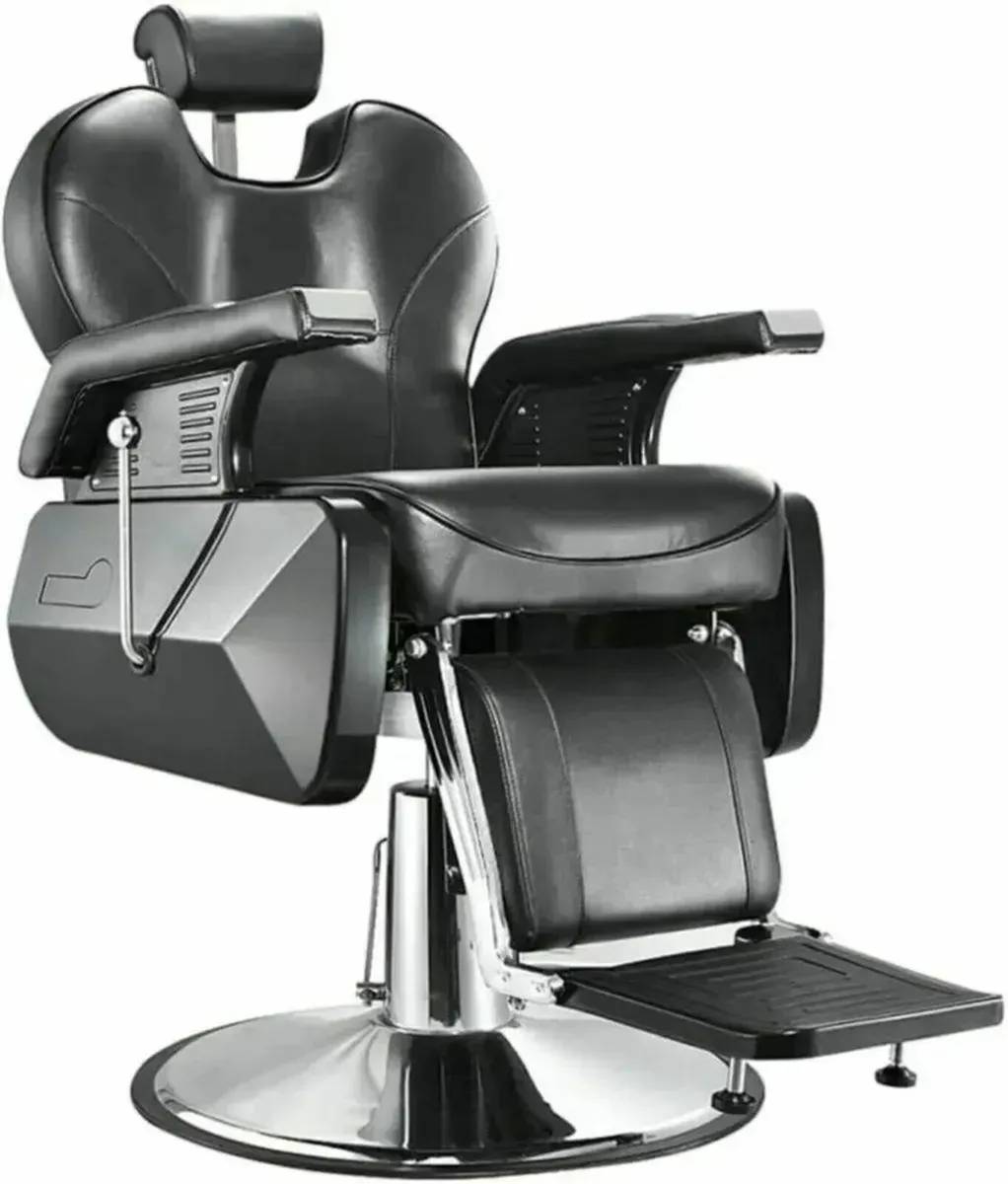Barber Chair Reclining Black Hydraulic Salon Seat - Image 3