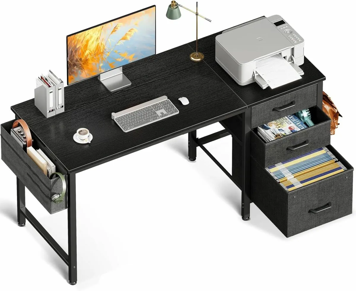 Computer Desk Drawers Office Reversible 120×48cm - Image 1