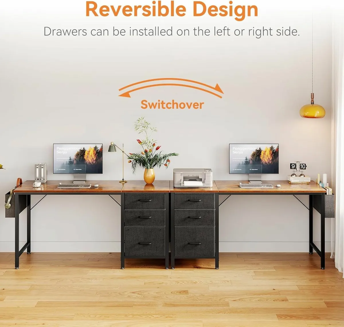 Computer 120×48cm Office Desk Storage Reversible - Image 3