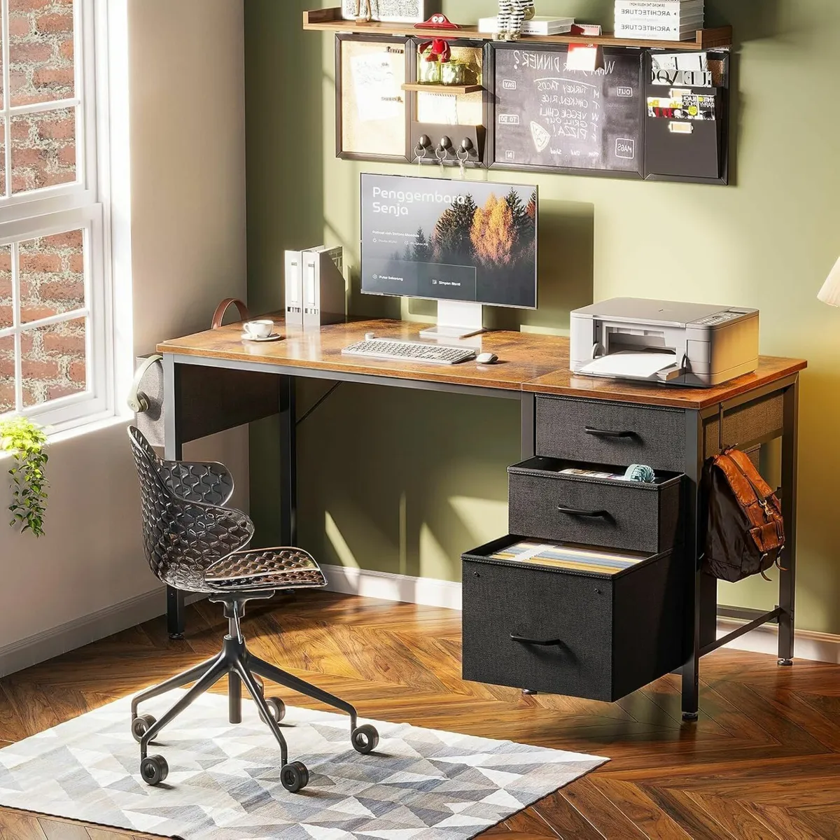 Computer 120×48cm Office Desk Storage Reversible - Image 1