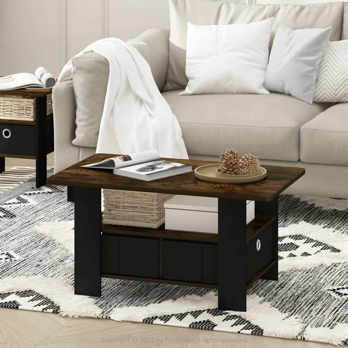 Coffee Table Bin Drawer Office Home table 80cm - Image 1