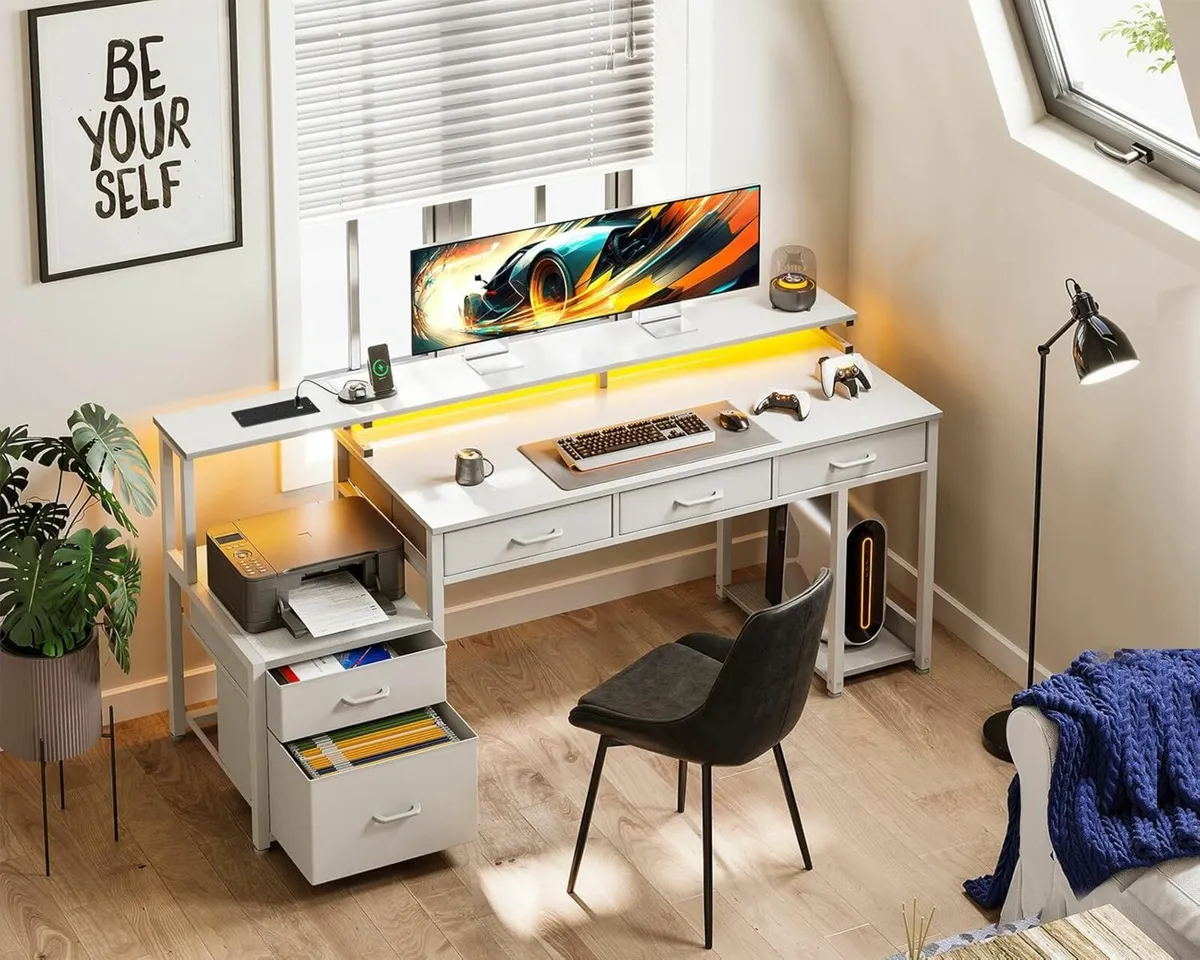 Computer Drawers Office Desk Reversible 162x48cm - Image 1