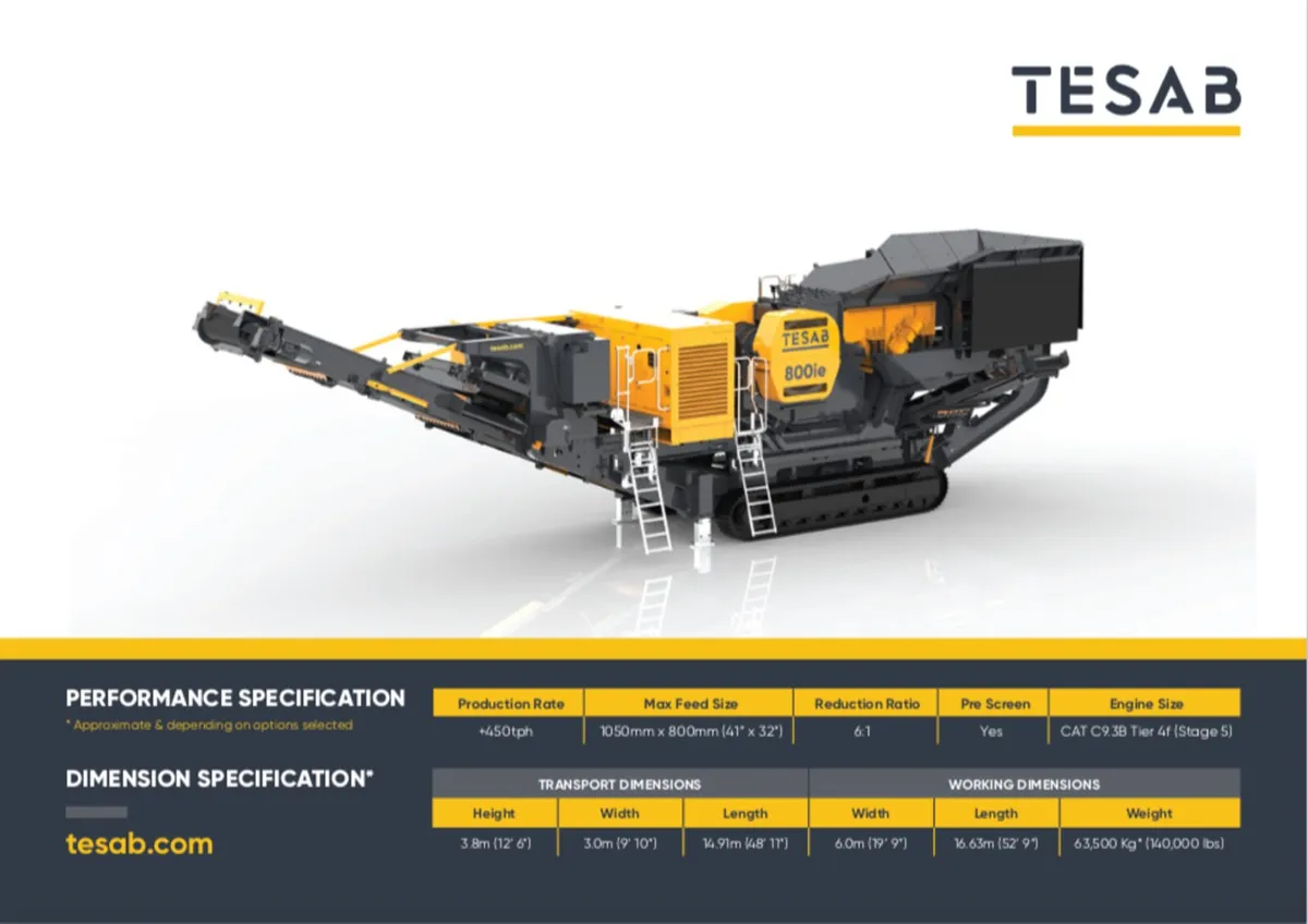 TESAB 800IE HARD ROCK JAW CRUSHER - Image 3