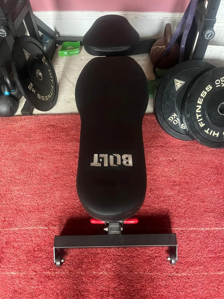 gym equipment- squat rack bench bar - Image 2